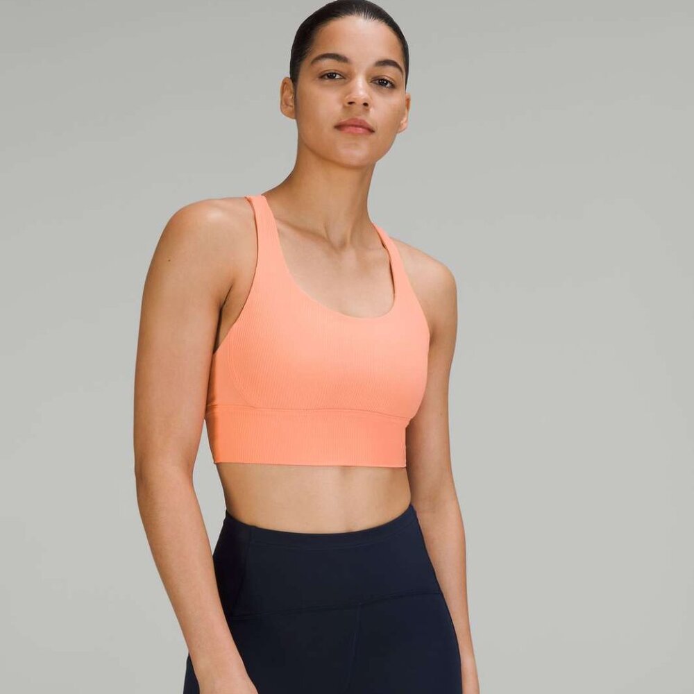 Lululemon LongLined Energy Bra – Size 6 – Coral Peach